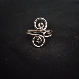 Double Spiral Handmade 925 Sterling Silver Spiral Ring | Boho Adjustable Wire Wrap Ring | Minimalist Swirl Design | Artisan Jewelry