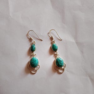 Natürliche Türkis Silber Ohrring 925 Sterling Silber handgemachte Silber Ohrring baumeln Ohrringe gesetzt