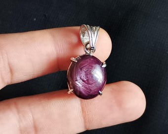 Natural Star Ruby 925 Sterling Silver Pendant sterling 925 silver necklace gift for him / 6 Star RUBY PENDANT