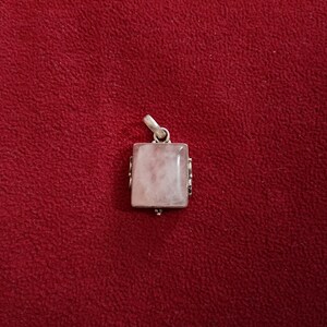 Natural/Rose Quartz Necklace :Square Rose Quartz Pendant  Sterling  925 Silver Rose Quartz Necklace  Light Pink Rose