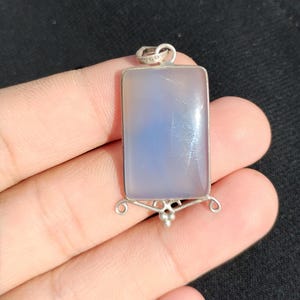 Natural Blue chalcedony gemstone Pendant, 925 Sterling Silver Solid pendant,  Genuine pendant  gift for women