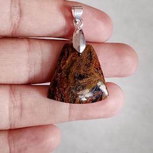 Natural Pietersite Pendant Necklace – Natural  Stone Crystal with  Handmade Healing Jewelry brown stone pendant gift for women