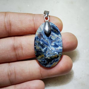 Pietersite Pendant – Natural Blue Storm Crystal – Silver Bail Handmade Gemstone Necklace – Healing Stone Jewelry – Gift for Her
