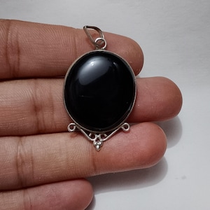 Natural black onyx Pendant 925 Sterling Silver pendant gemstone handmade pendant gift for women