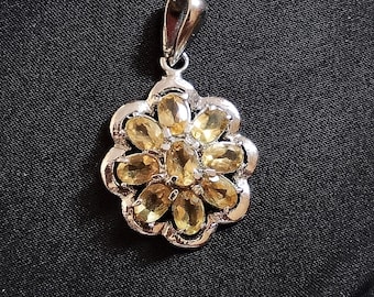 Handmade Citrine Pendant in 925 Sterling Silver –  Yellow citrine Necklace gift for her natural gemstone jewelry