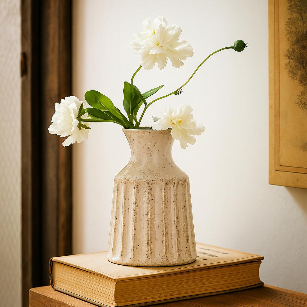 Vintage Ceramic Vase – American Style | Boho Decor for Living Room & Bedroom | Perfect for Dried Flowers and Floral Arrangements