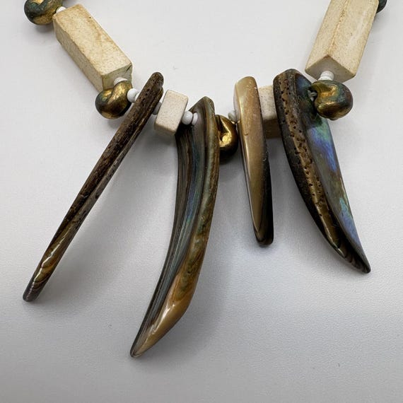 Vintage Miriam Haskell Abalone Shell Claw Bib Nec… - image 6