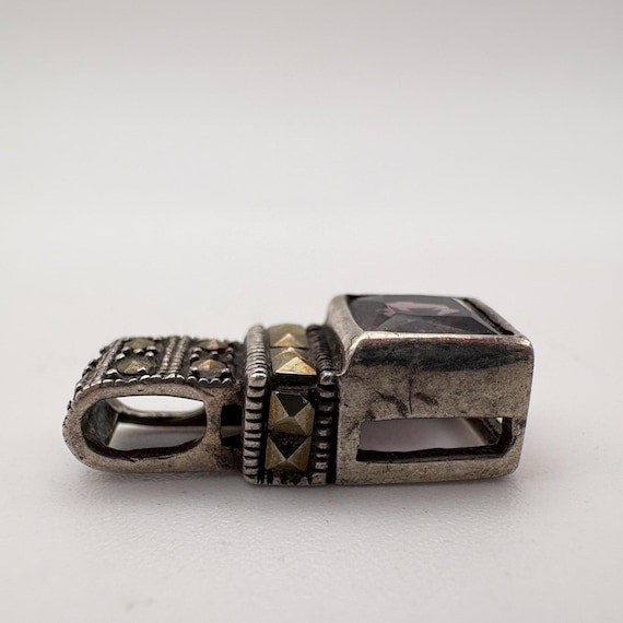 Sterling Silver 925 Amethyst Rectangle Pendant 0.… - image 2