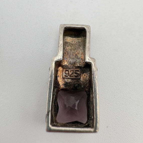 Sterling Silver 925 Amethyst Rectangle Pendant 0.… - image 3