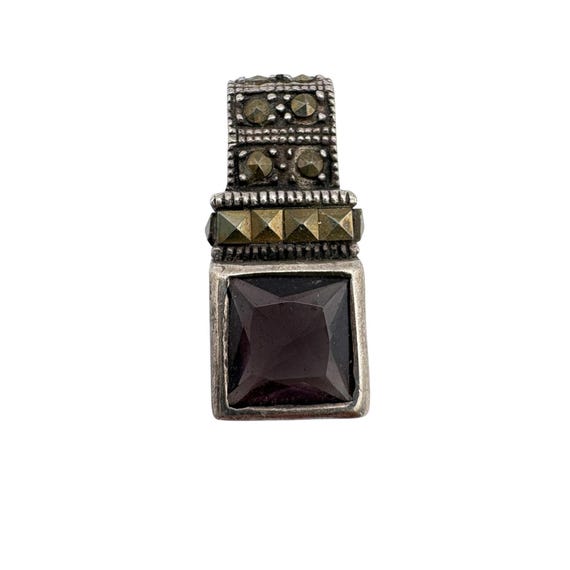 Sterling Silver 925 Amethyst Rectangle Pendant 0.… - image 1