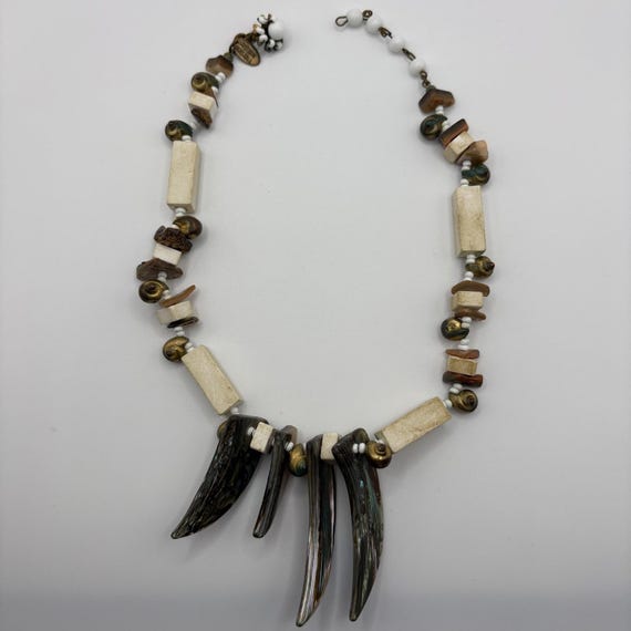 Vintage Miriam Haskell Abalone Shell Claw Bib Nec… - image 1