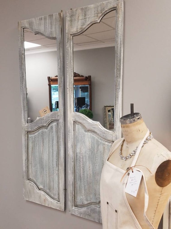 Pair Of Old Door Mirror Wall Hangings