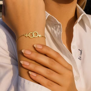 Double Venus Symbol Lesbian LGBT Stainless Steel Bracelet for Women - Sisters Gift