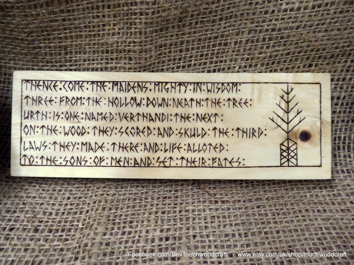 Viking plaque Norse decor Voluspa 20 Poetic Edda 3 Norns Etsy