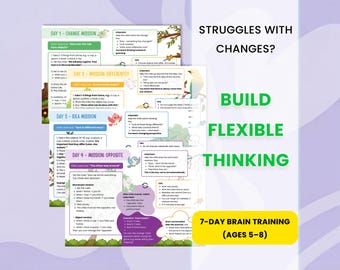 Activiteiten voor cognitieve flexibiliteit voor kinderen van 5-8 jaar: Werkbladen voor flexibel denken (7 dagen) - Hersentraining (printbaar, PDF) - Executieve functies