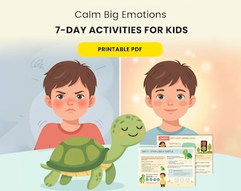 Activiteiten voor emotionele regulatie voor kinderen van 5-8 jaar | 7-daags kalmeringsprogramma | Werkbladen voor zelfbeheersing (printbaar PDF)