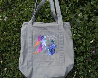 Sage Green cotton tote bag - Fae Flow prop bag - Cotton canvas bag - Fae Flow Studio branded merch - Logo by ArtFaerie - handmade in house