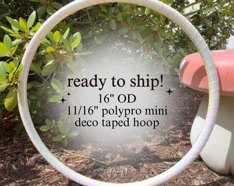 16" Mini Taped Hoop: Polypro 11/16" White pearlescent deco taped hoop with clear protective tape layer. mini hoop for isolation flow