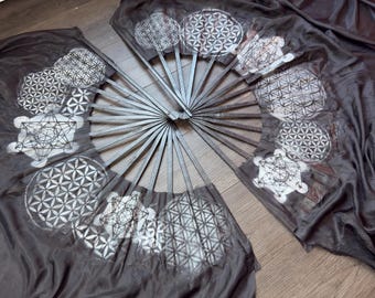 Sacred Geometry painted design ADD ON * to be purchased with any pair of Fae Flow Studio silk fans! * hand painted * results will vary *