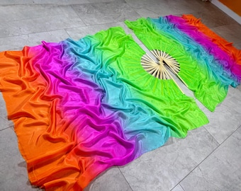 Tropical Fae UV Silk Fan set, made to order (4-8 weeks) custom in your choice of length and stave size, featuring extra wide softened silk