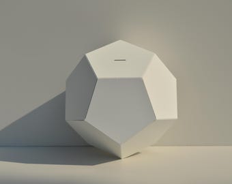 モダンなスチール製貯金箱：手作りの壊れない白い幾何学模様のミニマリスト貯金箱