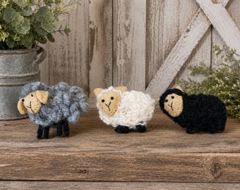 Needle-Felted SHEEP | Handmade Farmhouse Decor | Pin | Vent Clip | Magnet | Stem
