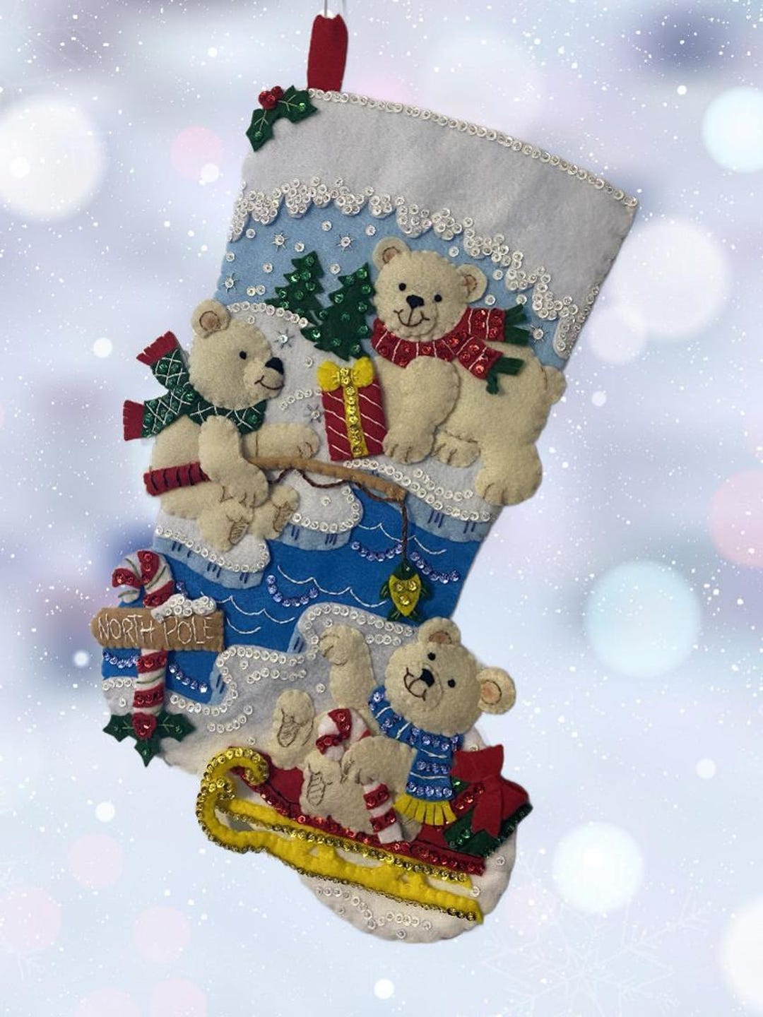 Bucilla POLAR BEAR BUDDIES Finished Stocking - Etsy
