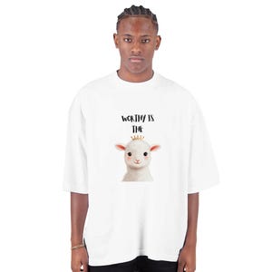 Worthy Is the Lamb Shirt  Men&#39;s Oversized Drop-Shoulder Crewneck T-Shirt | Shaka Wear SHGDD