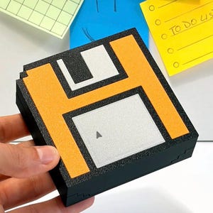 Floppy Disk Sticky Note Holder, 3x3 Note Case, Retro Office Desk Accessory, 90s Computer Gift, Magnetic Note Organizer