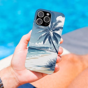 Tropical iPhone Case Beach Phone Case For iPhone Samsung Pixel Coastal Theme Palm Tree Design Aesthetic Summer Vacation Vibes Cover