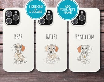 Personalized Dachshund Phone Case, Custom Dog Portrait Art