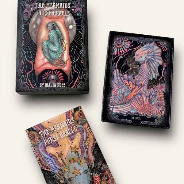 Paquete de baraja de oráculo de sirena X2 (impresiones X2), baraja de oráculo de bolso de la sirena, arte de sirena, cartas de fantasía, Tarot, baraja espiritual