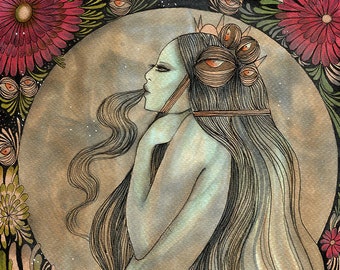 Pop surrealism, fantasy fine art print, fairy, mermaid artwork by Olivia Rose