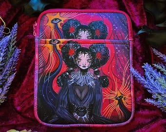 Funda para libro de fantasía con diseño de payasa / Estuche protector para lectora con temática de bruja (20,5 cm x 26,5 cm)