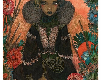 Fantasy, POC, black girl fantasy art, fine art print, fairy, art by Olivia Rose