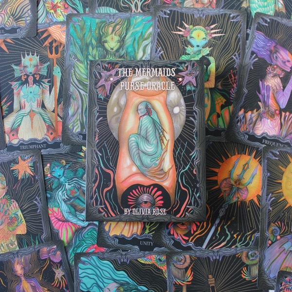 Mermaid Orakel Deck, Die Geldbörse Orakel Deck der Meerjungfrau, Meerjungfrau Kunst, Fantasy Karten, Tarot, spirituelles Deck, spirituelle Kunst