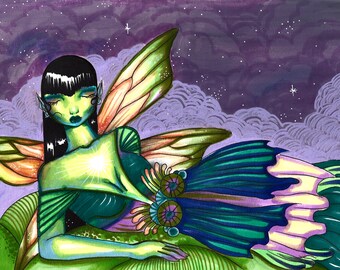 Fairy pop  surrealism, fantasy art, Psychedelic art, fine art print by Olivia Rose