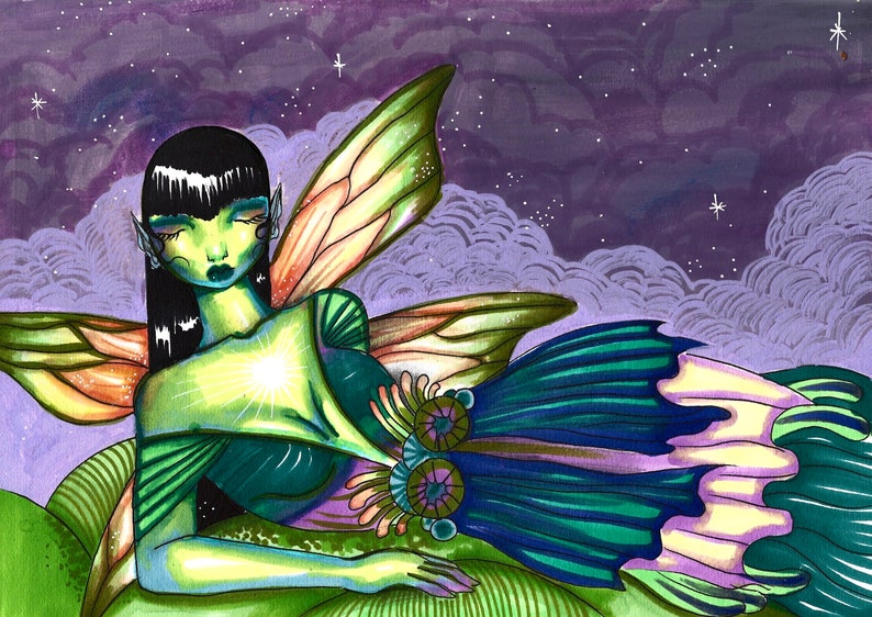 Fairy pop surrealism, fantasy art, Psychedelic art, fine art print by Olivia Rose image 1