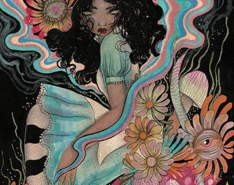 Wonderland pop surrealism, fantasy art, Psychedelic art, fine art print by Olivia Rose