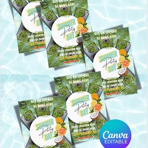 Summer party, Day party, Event flyers, Customisable template, promotional, Clubs, Birthday, Tropical vibes