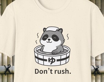 Relaxing Tanuki Onsen T-Shirt, Japanese Raccoon Hot Spring Tee