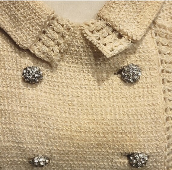 Vintage 1960s crop wool rhinestone button Jackie … - image 9