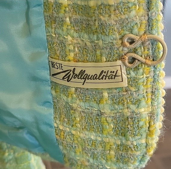 Vintage 1960s green yellow blue wool 2 piece skir… - image 5