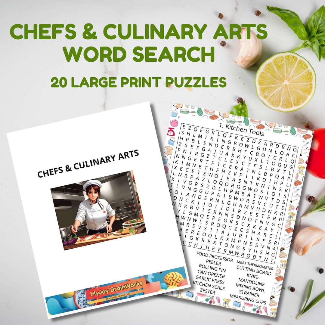 Culinary Arts Word Search: 20 Printable Chef Puzzles (large Print PDF ...