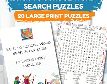 Back to School Word Search: Large Print Puzzle Book (PDF Download)
