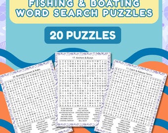 Fishing & Boating Word Search Puzzles: 20 Printable Games (PDF Download)