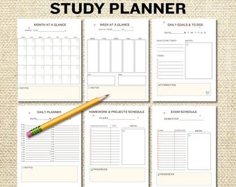 ADHD-Friendly Student Planner, Exam, Homework, Study (Digital/Printable)