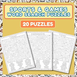 Sport och spel ordpussel: 20 utskrivbara hjärngymnar (PDF-nedladdning)