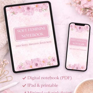 Feminine Digital Notebook | Soft Pink Journal PDF | iPad Goodnotes ...