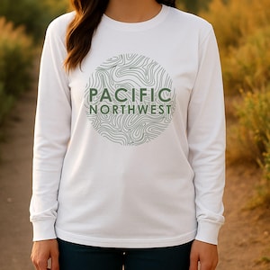 T-shirt à manches longues pour adultes Pacific Northwest, couleurs confortables 6014 T-shirt à manches longues unisexe, 100 % coton